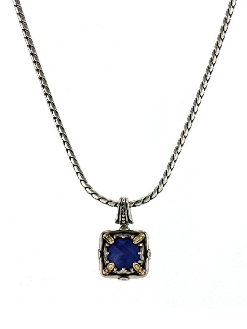 KONSTANTINO Sterling Silver 18K Gold Gem K Sodalite Doublet Pendant Necklace 18"